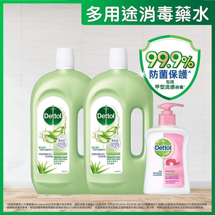 Dettol Antiseptic Liquid Aloe Vera 1L TP + Hand Wash 250g