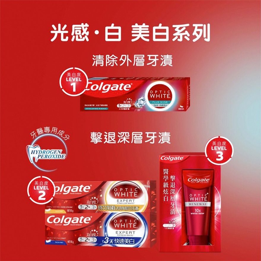 Optic White Plus Shine Stain Removal Whitening Toothpaste (Old or New Packaging Random Delivery)