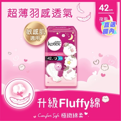 KOTEX 極緻綿柔超薄熟睡夜用42CM 8片