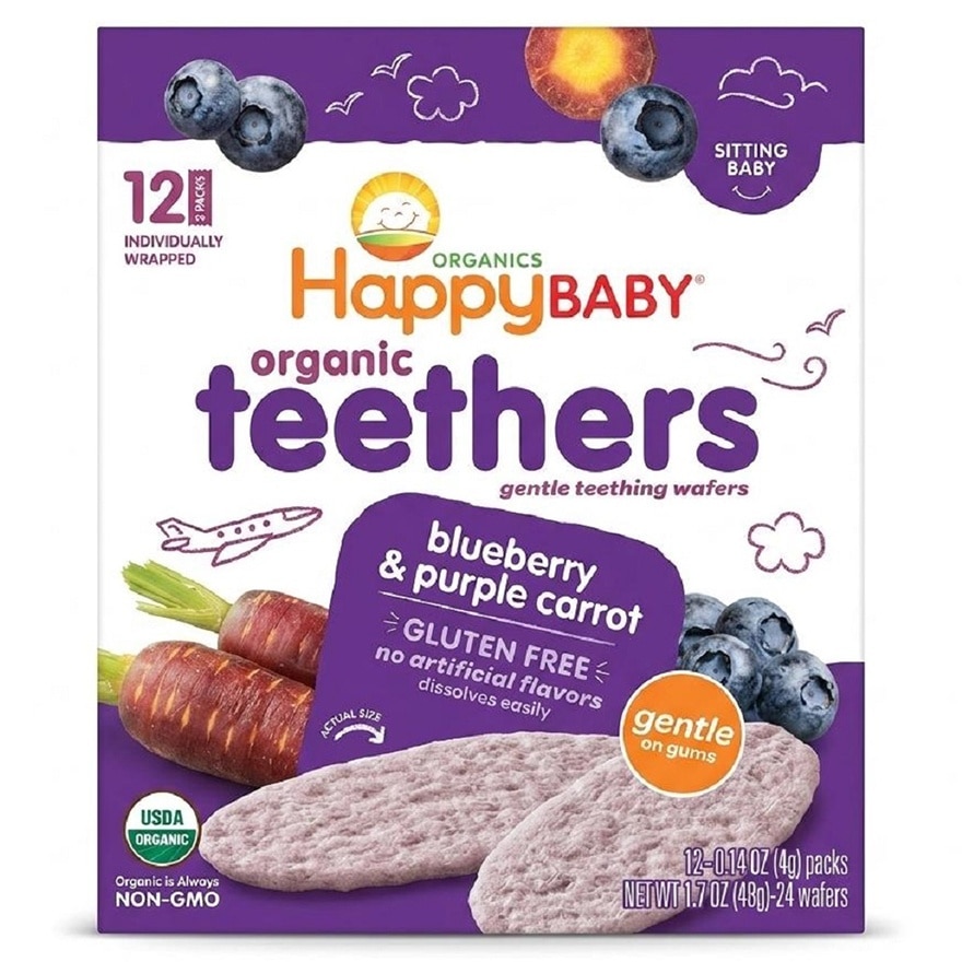 美国Happy Baby有机蓝莓紫萝卜牙仔饼 image