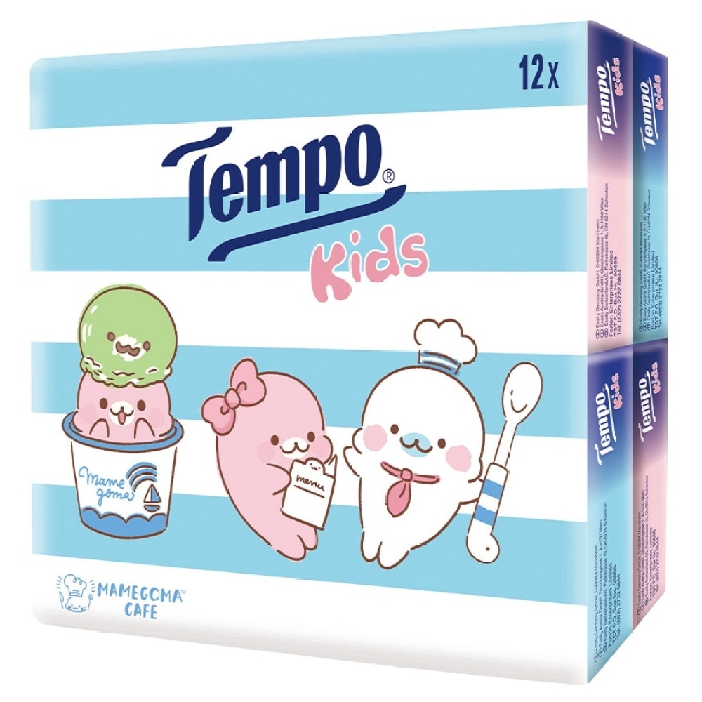 Tempo兒童版迷你裝紙手巾天然無香12包裝- Tempo x Mamegoma 特別版