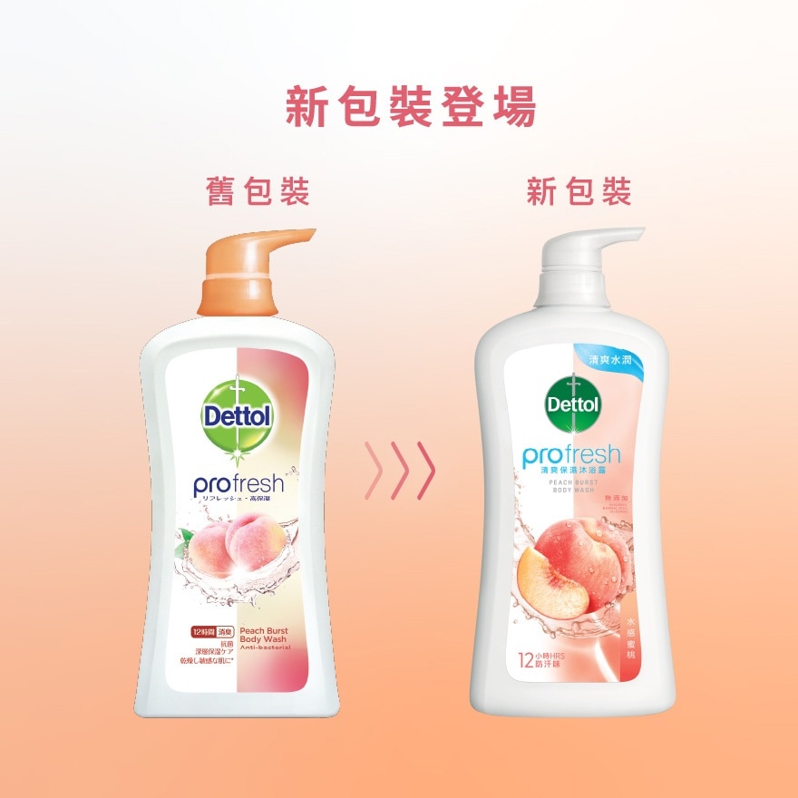 滴露Profresh清爽保湿沐浴露水感蜜桃950g (孖装)加赠品