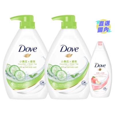 DOVE 多芬清爽水嫩1千克x2 连赠品桃悦水透200克