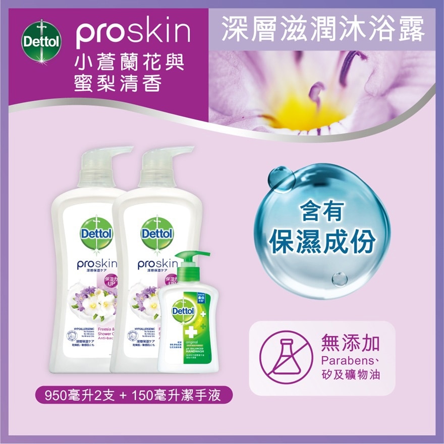 PROSKIN FREESIA & PEAR SHOWER CREAM TWIN PACK