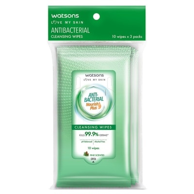 WATSONS BIODEGRADABLE ANTI -BACTERIAL WIPES 10S X 3PACKS