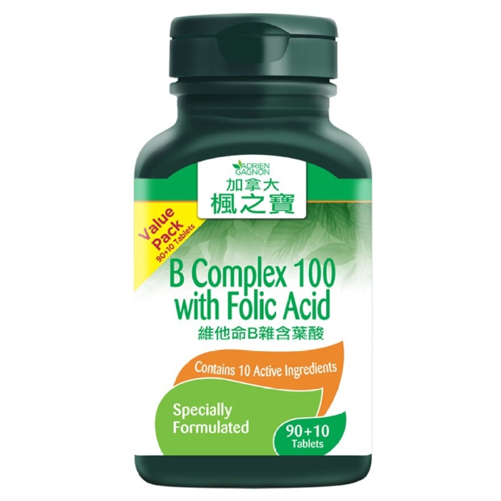 B Complex 100 with Folic Acid  Value Pack 90+10Tablets