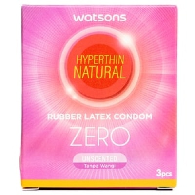 WATSONS HYPERTHIN NATURAL RUBBER LATEX CONDOM ZERO UNSCENTED 3'S