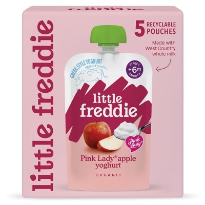 LITTLE FREDDIE Organic Creamy Pink Lady Apple Greek Style Yoghurt - Multipack (5×100g)