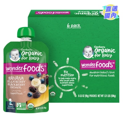 GERBER Gerber Organic Blueberry Blackberry Banana Oatmeal Pouch  99G 6pcs