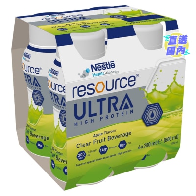NESTLE RESOURCE® Ultra High Protein Clear Fruit Beverage (Apple flavour) 4 x 200ml