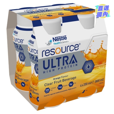 NESTLE RESOURCE® Ultra High Protein Clear Fruit Beverage (Orange flavour) 4 x 200ml