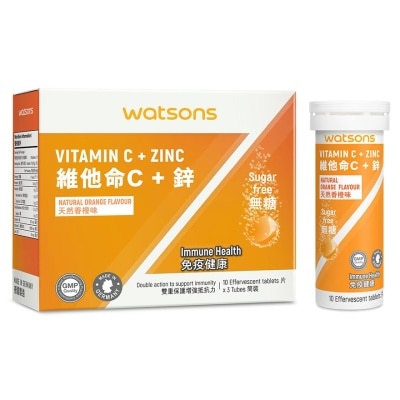 WATSONS Vitamin C + Zinc Effervescent Tablets 30's