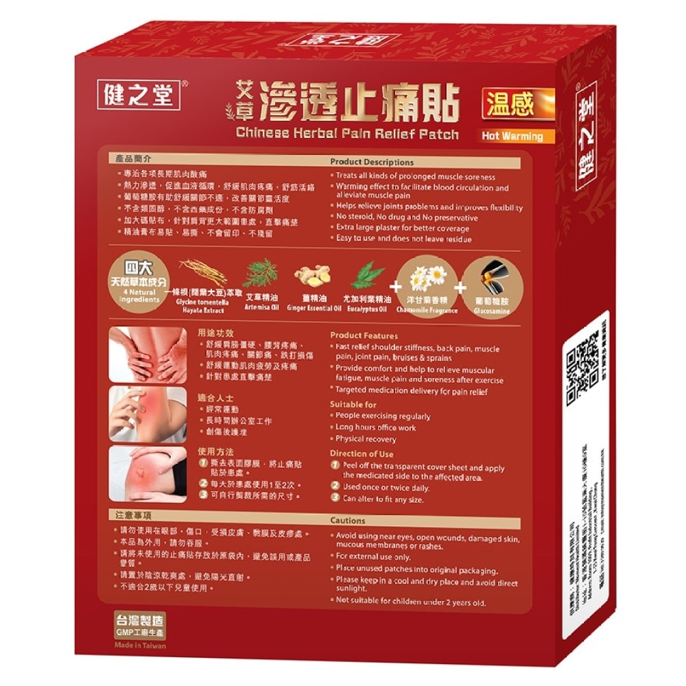 Chinese Herbal Pain Relief Patch (Hot Warming) 10S