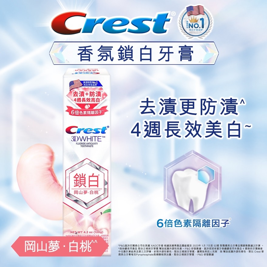 Crest 香氛鎖白牙膏120克 (岡山夢白桃)(款式隨機)