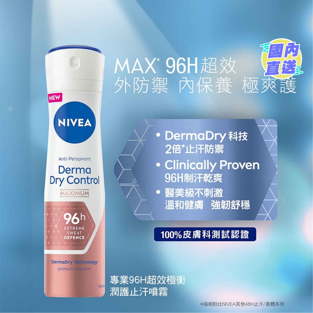 妮維雅專業96H超效極衡潤護止汗噴霧150亳升