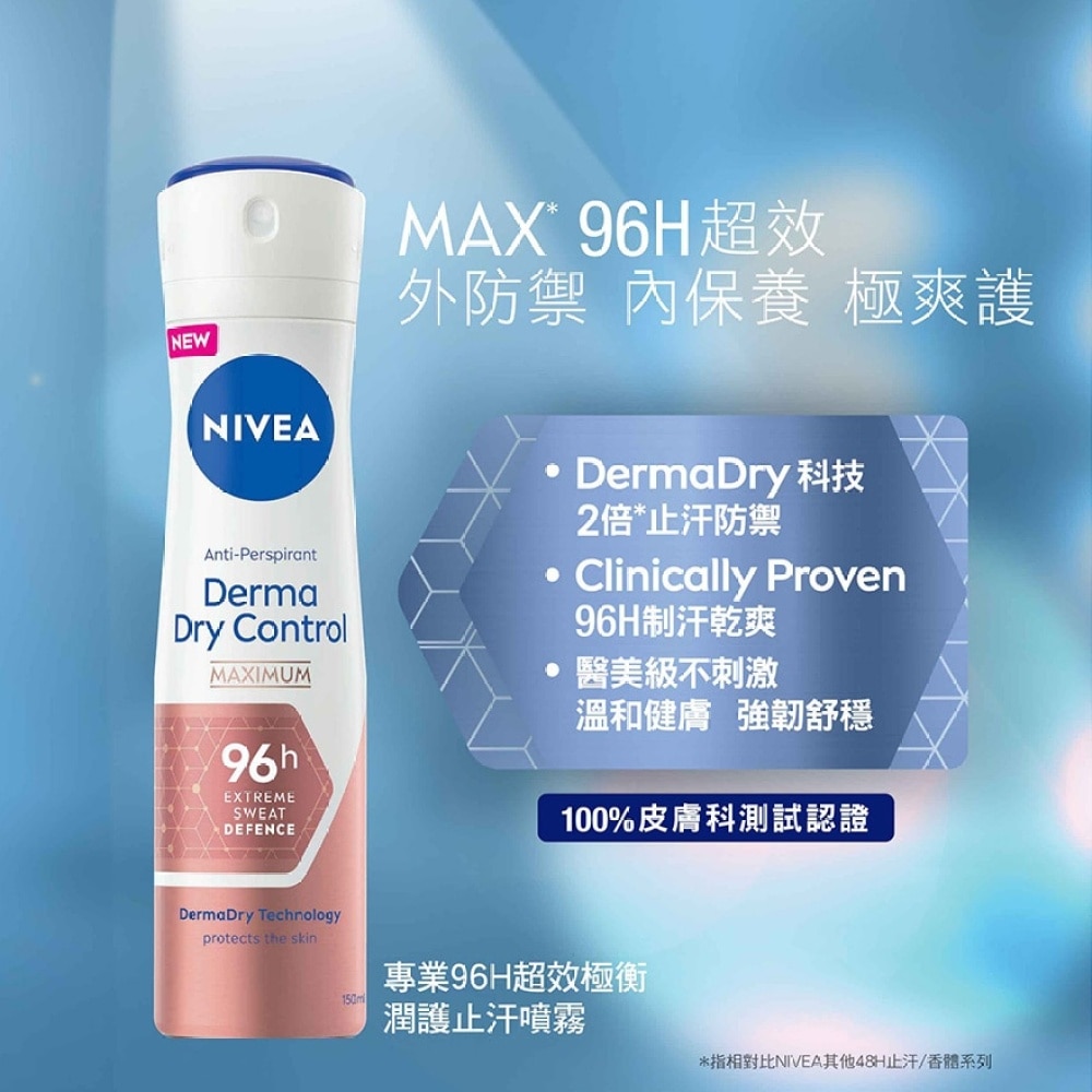 NIVEA Derma Dry Control Maximum Anti-Perspirant 96H Spray 150ml