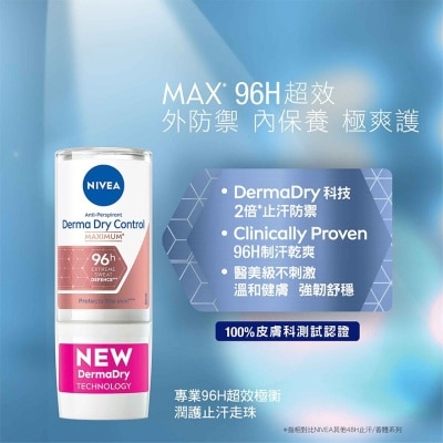 NIVEA NIVEA Derma Dry Control Maximum Anti-Perspirant 96H Roll on 50ml