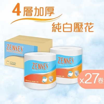 ZENSES 倩丝 4层压花卷纸单卷装(原味) [原箱27卷]