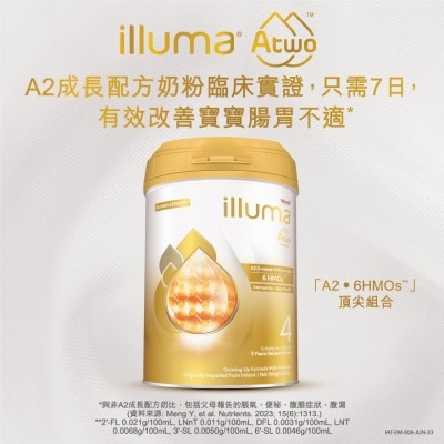 ILLUMA ILLUMA® Atwo A2 β-酪蛋白4號兒童成長配方奶粉 850克