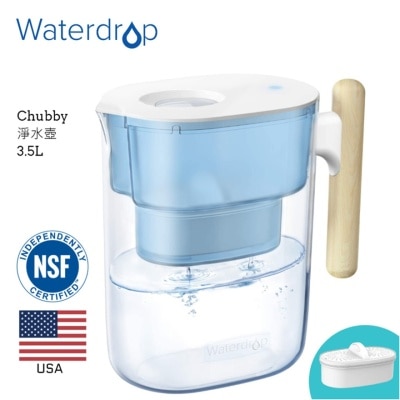 Waterdrop Chubby木柄滤水壶3.5L (蓝) WD-PT-04B (商家直送-5个工作天内送到府上)