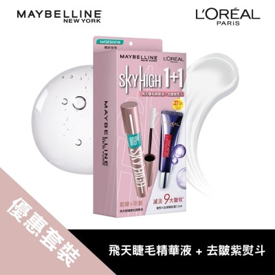 MAYBELLINE SKY HIGH Boosting Serum & L'Oréal Paris REVITALIFT Filler Eye Cream For Face Set (Value at $221.5)    (Fuller, thicker, longer lashes in 4 weeks, Infused with arginine & pro-vitamin B5, Tested on Asian lashes)