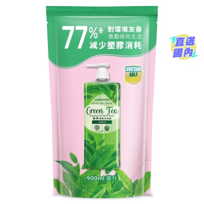 屈臣氏 屈臣氏綠茶清香沐浴露補充裝900ML