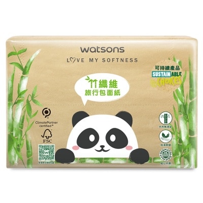 WATSONS WATSBAG FOREST-FRIENDLY BAMBOO TRAVEL TISSUE 50S X4