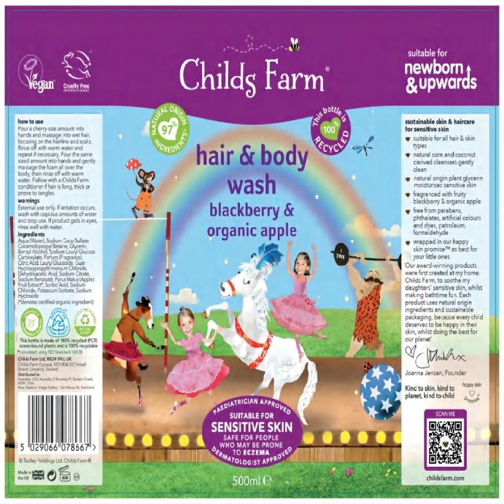 Childs Farm Blackberry & Organic Apple Hair & Body Wash 500ml