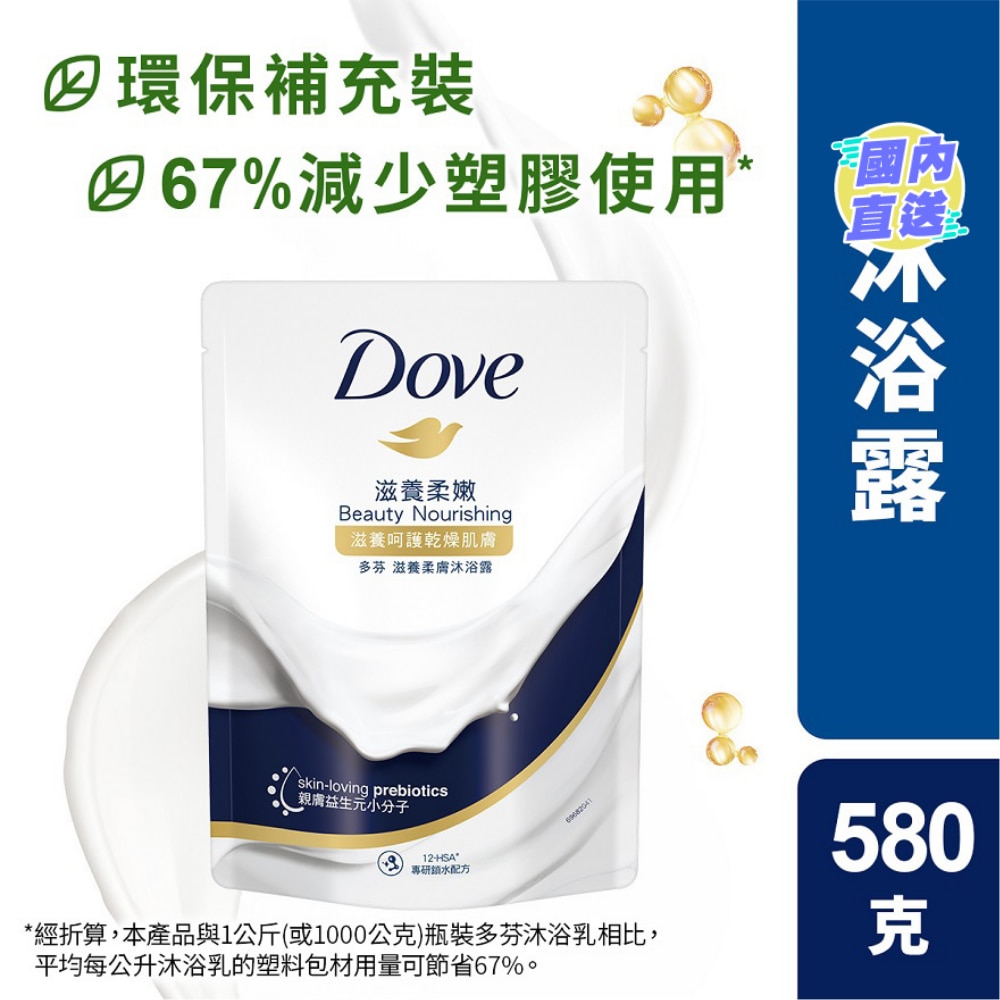 DOVE BODY WASH REFILL PACK 580G - BEAUTY NOURISHING