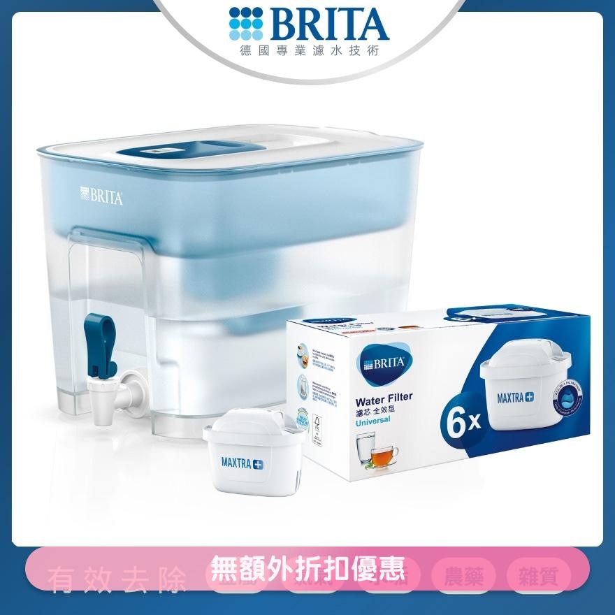 FLOW 8.2L WATER FILTER JUG (BASIC BLUE)+MAXTRA+ UNIVERSAL FILTER CARTRIDGE (PACK 6) (SUPPLIER DELIVERY–6 WORKING DAYS)