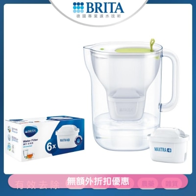 BRITA STYLE XL 3.6L智型滤水壶（蓝色）及MAXTRA+全效滤芯（六件装）(商家直送-6個工作天內送到府上)