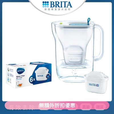 BRITA STYLE 2.4L智型滤芯打印机(蓝色)＋及MAXTRA+全效滤芯(六件装) (商家直送-6個工作天內送到府上)