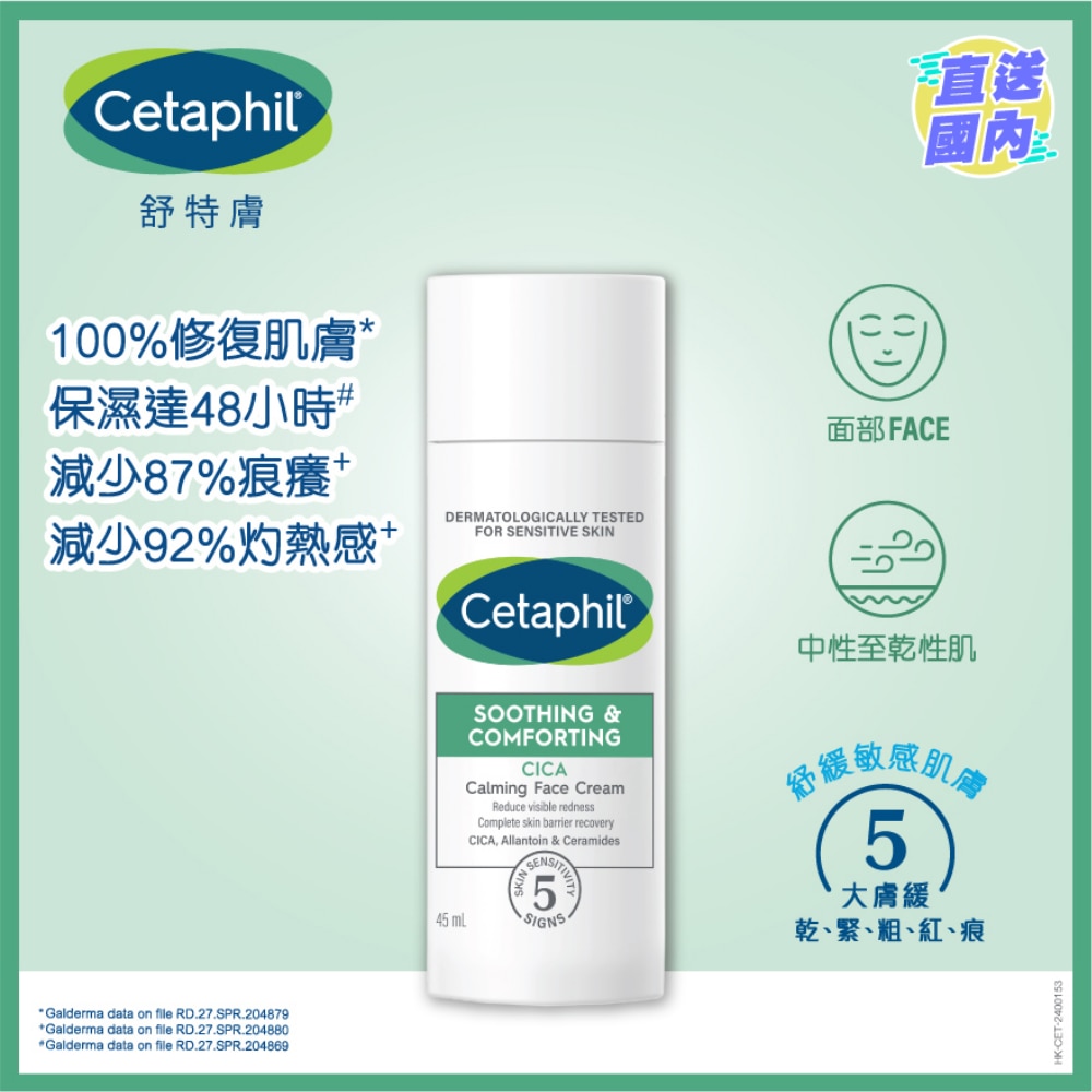 CETAPHIL SOOTHING & COMFORTING CICA CALMING FACE CREAM 45ML