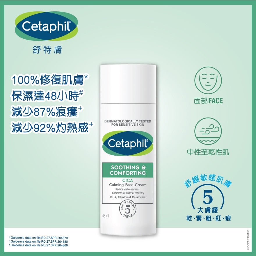 CETAPHIL SOOTHING & COMFORTING CICA CALMING FACE CREAM 45ML