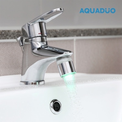 AQUADUO LED 洗面盆水龍頭過濾器 (連濾芯10片); 買任何Aquaduo產品折實滿$500即送$50雪糕券一張 (商家直送-5個工作天內送到府上;滿$500免運)