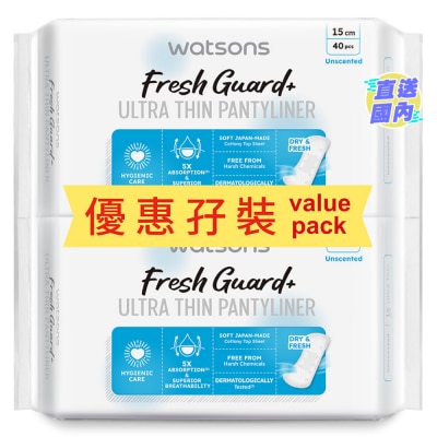 屈臣氏 清新守護超薄透氣無香護墊孖裝 40SX2