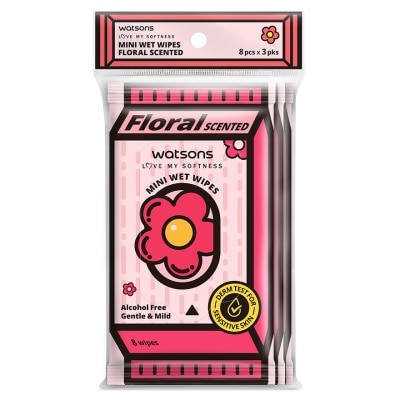 屈臣氏 - 春日花香迷你柔濕巾8片3包裝