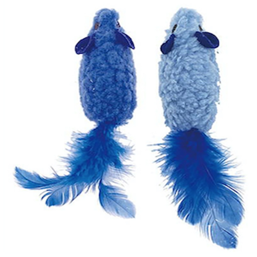 Cat Toys Blue Mouse w/Bell & Feather (2pcs Set) ｜Spend $200, $300 or $400, get 1 gift(FREE DELIVERY UPON $300; SUPPLIER DELIVERY–5 WORKING DAYS)