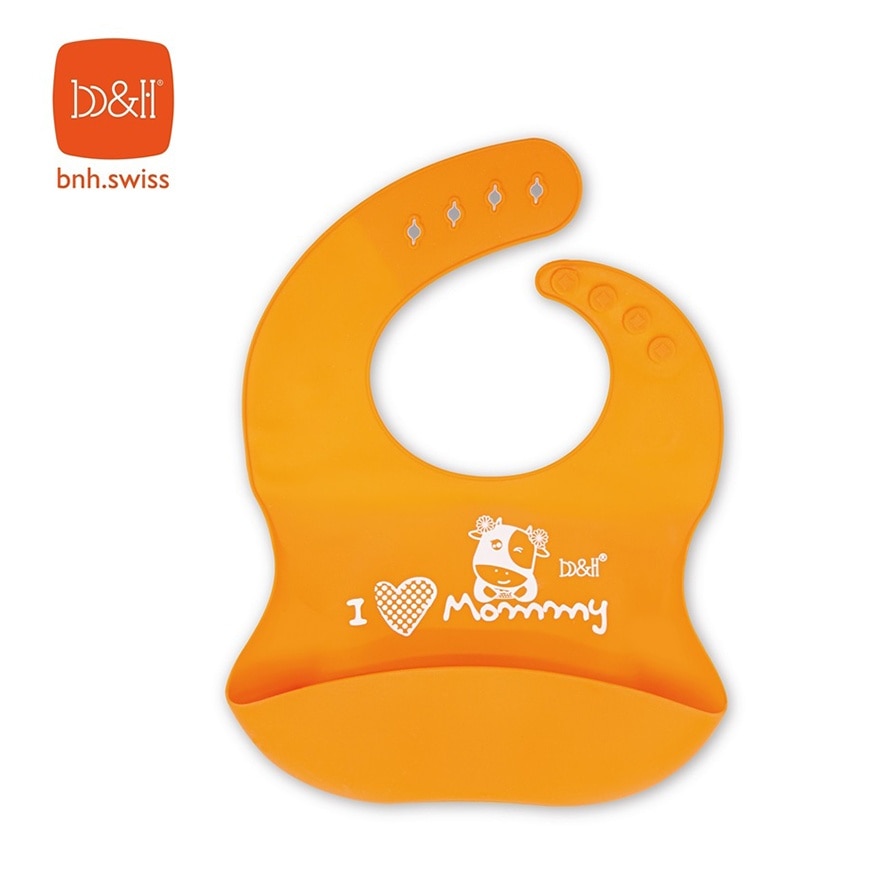 b&h Silicon Bib - Orange (I Love Mommy)<BR>