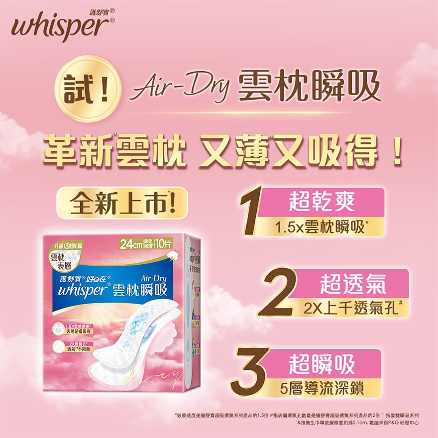 Whisper Air Dry 雲枕護墊24cm 10片