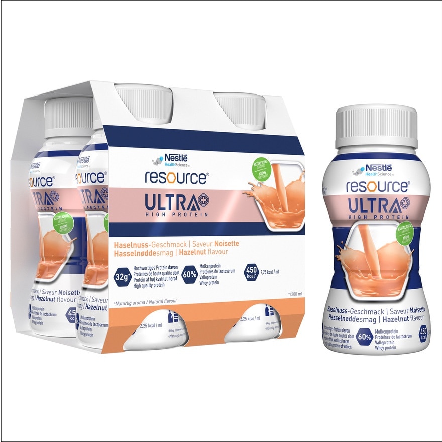 RESOURCE PLUS ULTRA HIGH PROTEIN HAZELNUT (4X200ML)
