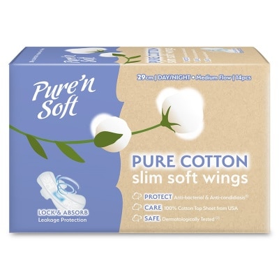 PURE'N SOFT PURE'N SOFT PURE COTTON SLIM SOFT WINGS 29CM