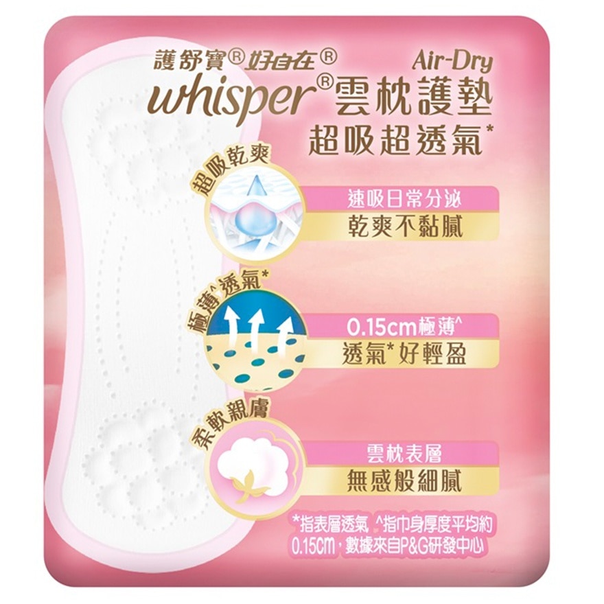 Whisper Air Dry 雲枕護墊16.3cm (22片X3)