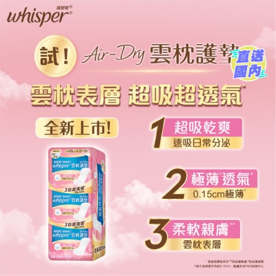 WHISPER Whisper Air Dry 雲枕護墊16.3cm (22片X3)