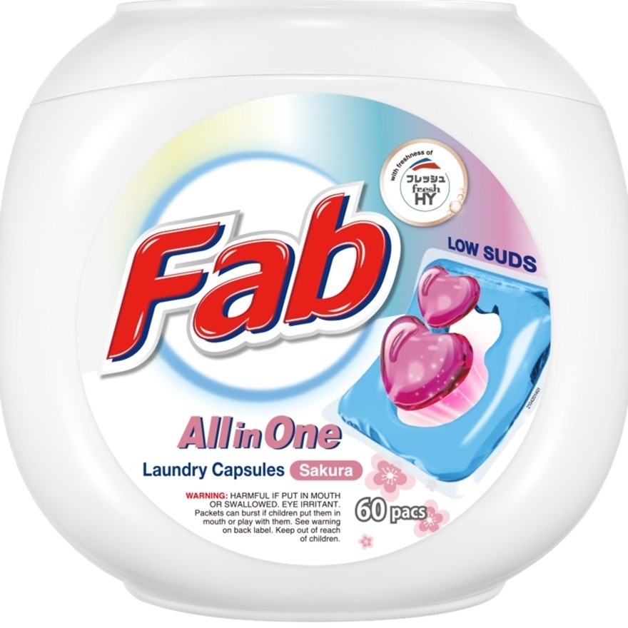 FAB ALL IN ONE LOW SUDS LAUNDRY CAPSULES SAKURA 10ML*60PCS