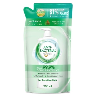WATSONS WATSONS ANTIBACTERIAL PROTECTING PINE CREAM BATH REFILL 900ML