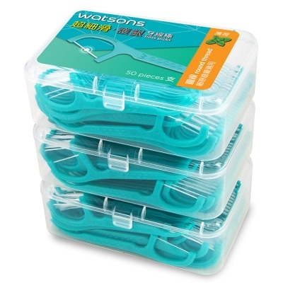 WATSONS SUPER SMOOTH MINT  ROUND THREAD DENTAL FLOSS PICKS 50S X 3 BOXES