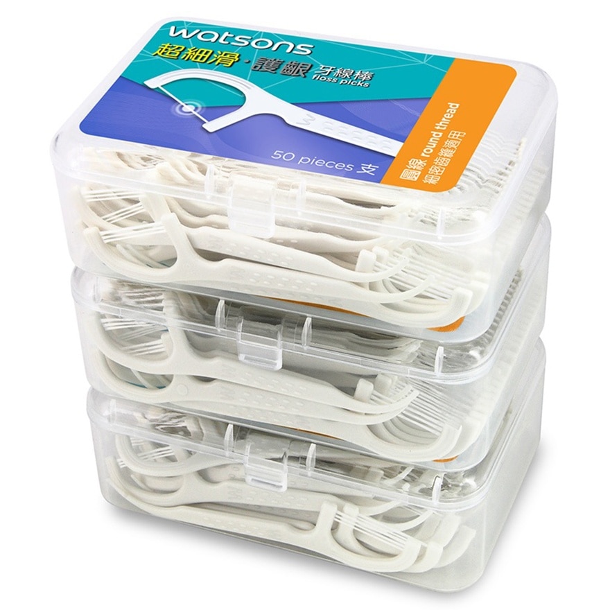 超細滑護齦牙線棒50支3盒裝 (圓線)