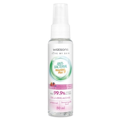 WATSONS WATSONS BRIGHTENING WILD BERRY ANTIBACTERIAL HAND SANITISING SPRAY 50ML