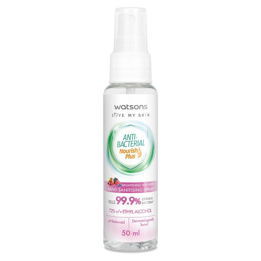 WATSONS BRIGHTENING WILD BERRY ANTIBACTERIAL HAND SANITISING SPRAY 50ML